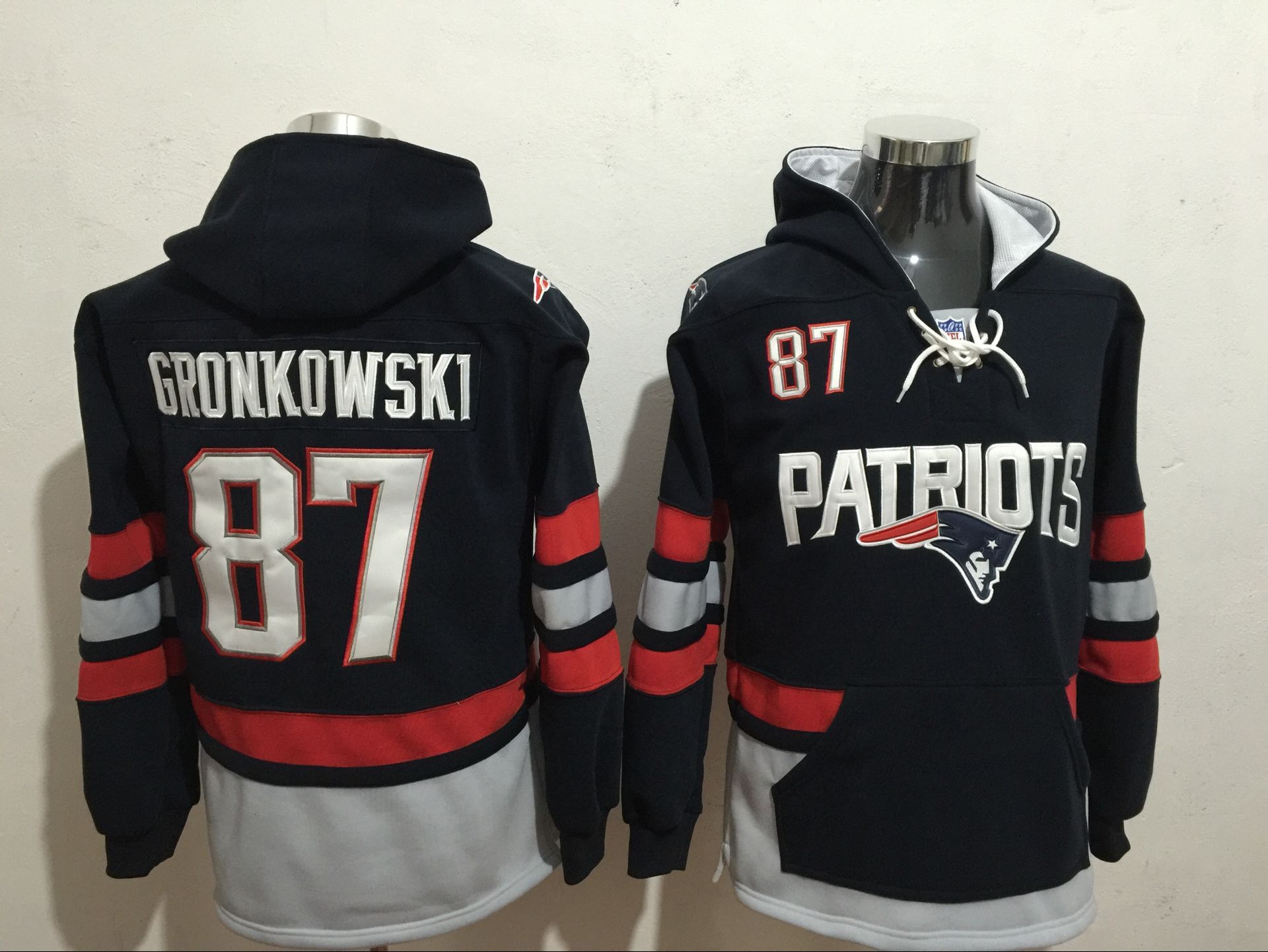 Men's New England Patriots #87 Rob Gronkowski Blue All Stitched NFL Hooded Sweatshirt